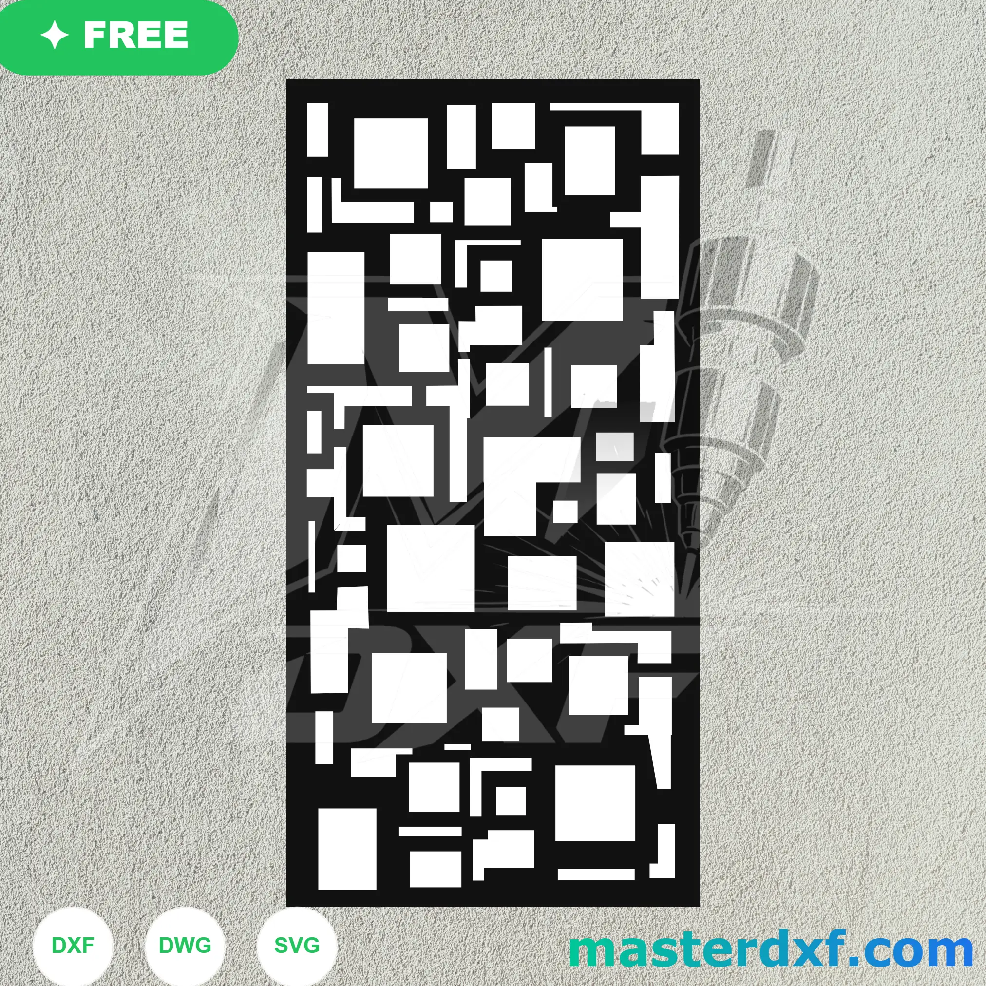 Abstract Mondrian-Style Geometric Block Cutting Template DXF File